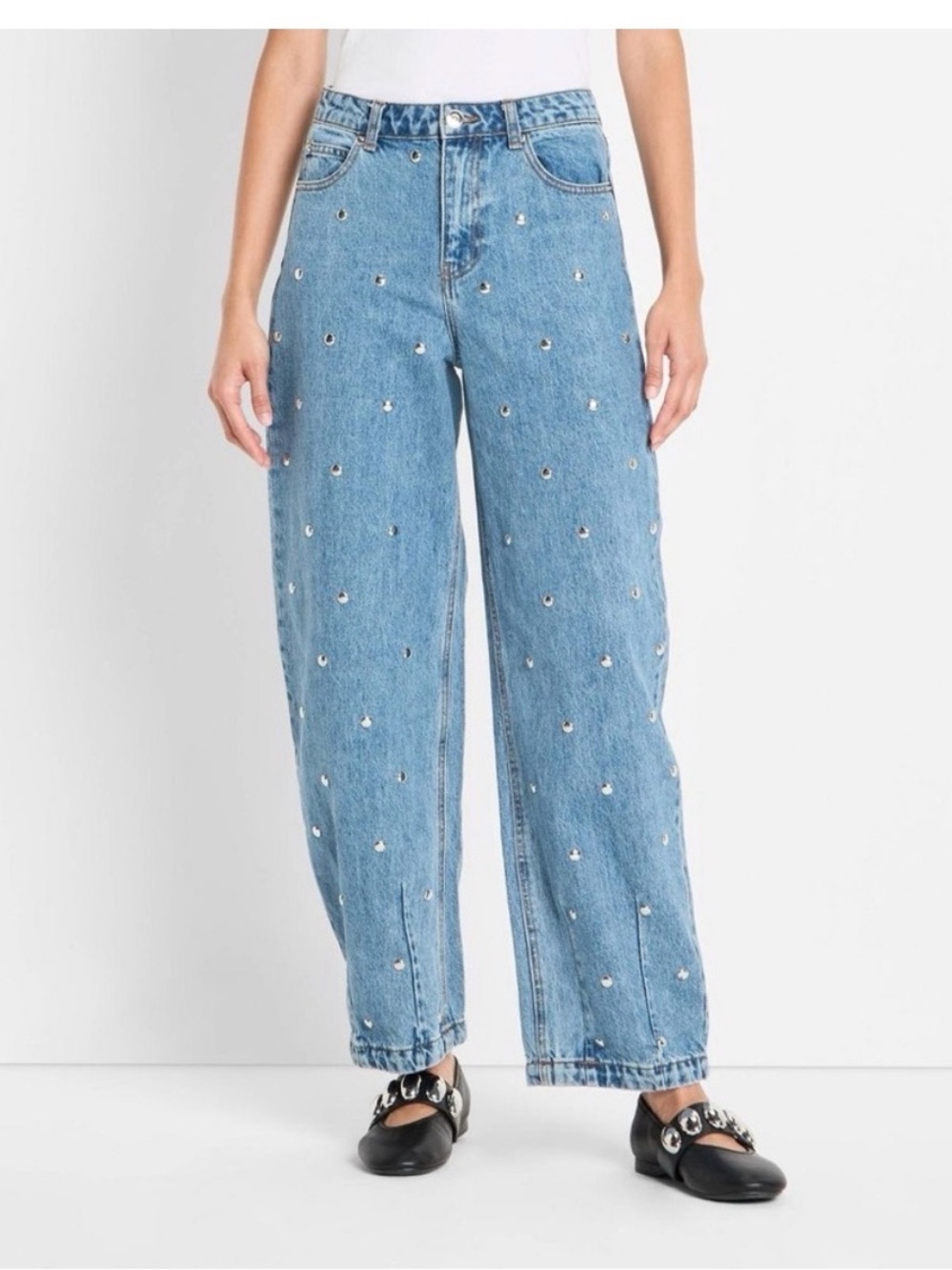 Women's Studded Barrel Leg Jeans - Future Collective